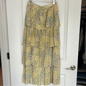 Abercrombie & Fitch Floral Tiered Yellow Skirt